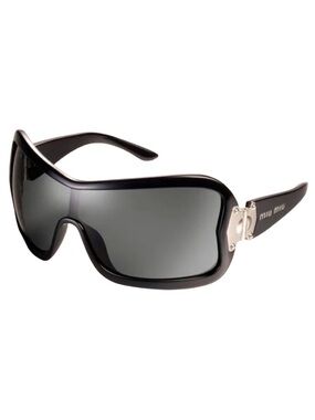 Y2K Miu Miu 2000s Shield Sunglasses SMU01G acetate Black silver archive vintage